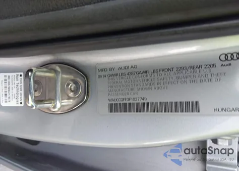 2015 Audi A3 1.8T Premium z USA, uszkodzony, nr VIN WAUCCGFF3F1027749